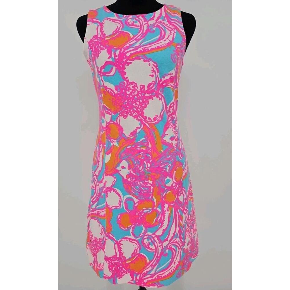 Lilly Pulitzer Feeling Tanked‎ Groovy Floral Shift Terry Cloth Dress Size S